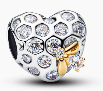 [764332C01] Charm colgante corazón con panal Pandora