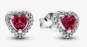 [298427C04] Pendientes corazón Pandora en plata y rojo