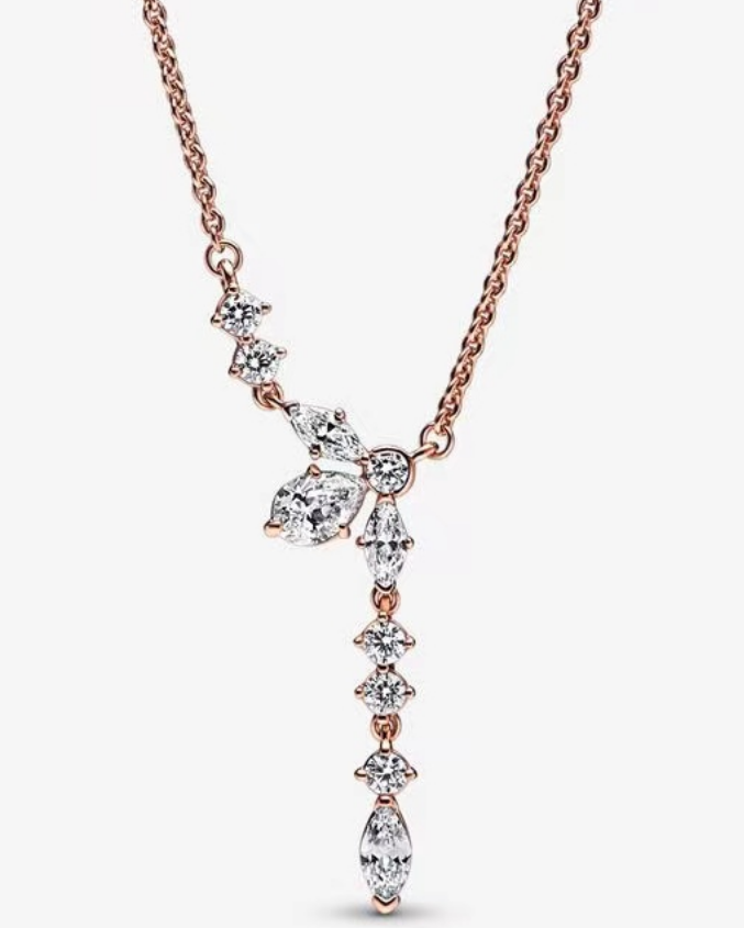 [382386C01] Collar Pandora Racimo Cascada Baño Oro Rosa
