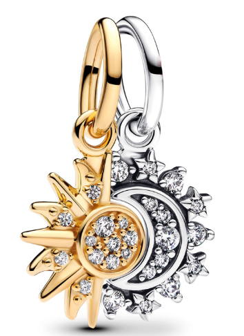 [763585C01] Charm Pandora Sol y Luna Pavé Bicolor