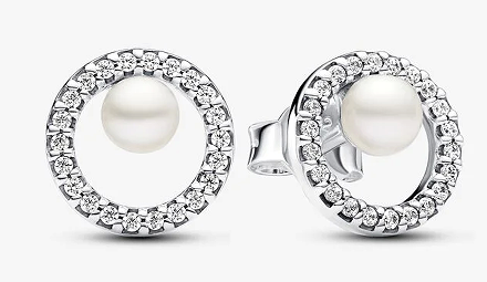 [EH-409] Aretes Pandora círculo halo con perla