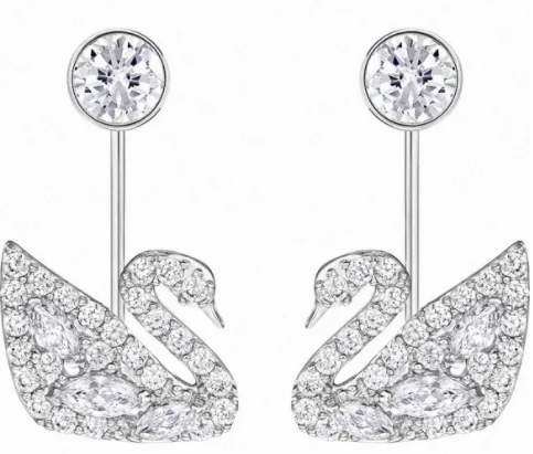 [E013] Aretes Swan Cisne Jacket Cristal Redondo y Marquise
