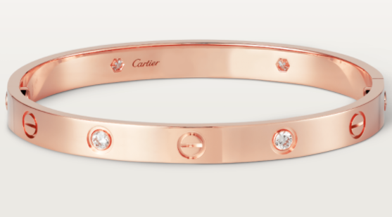 [TGKT-B01] Brazalete rígido Cartier Love oro rosa con circonias