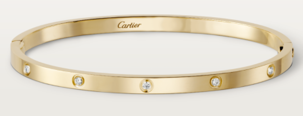 [TGKT-B17] Brazalete delgado Cartier Love oro amarillo cuatro circonias