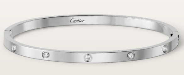 [TGKT-B18] Brazalete delgado Cartier Love platino cuatro circonias