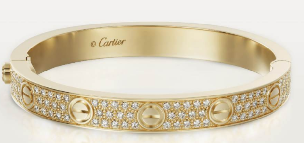 [TGKT-B23] Brazalete rígido Cartier Love pavé oro amarillo