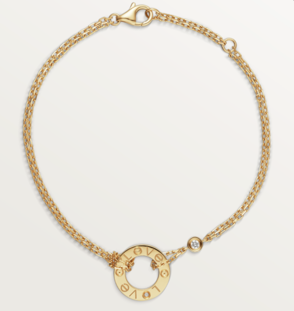 [TGKT-B41] Brazalete Cartier Love disco doble cadena oro amarillo