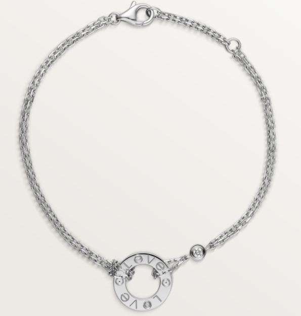 [TGKT-B42] Brazalete Cartier Love disco doble cadena plateado