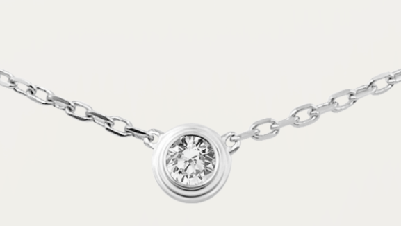 [TGKT-N09] Collar Cartier solitario piedra única plateado