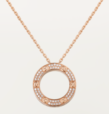 [TGKT-N16] Collar Cartier Love círculo pavé oro rosa