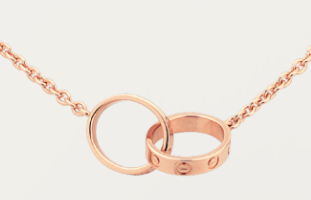 [TGKT-N22] Collar Cartier Love aros entrelazados lisos oro rosa