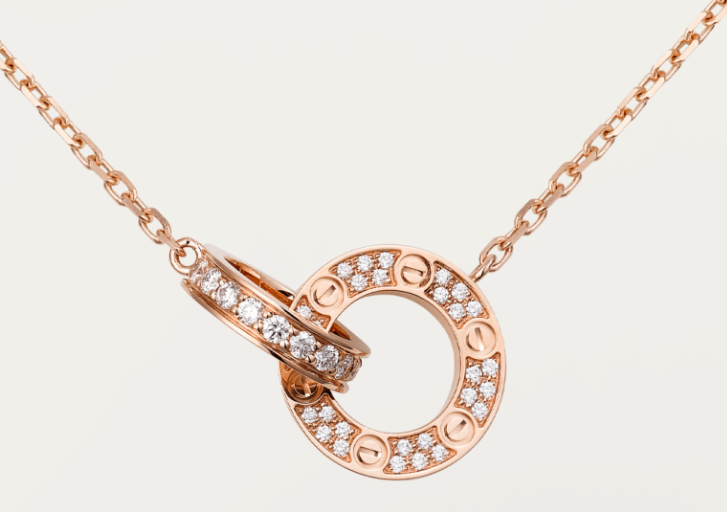 [TGKT-N27] Collar Cartier Love aros pavé oro rosa