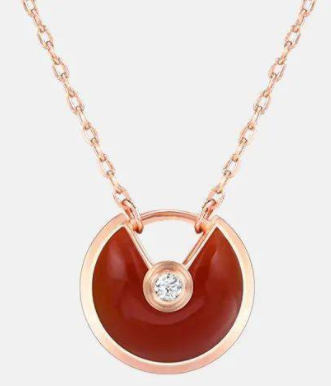 [TGKT-N32] Collar medallón Cartier piedra roja oro rosa