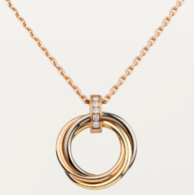[TGKT-N33] Collar Cartier Trinity tres aros oro champagne