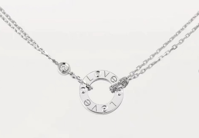 [TGKT-N37] Collar Cartier Love círculo platino cadena doble
