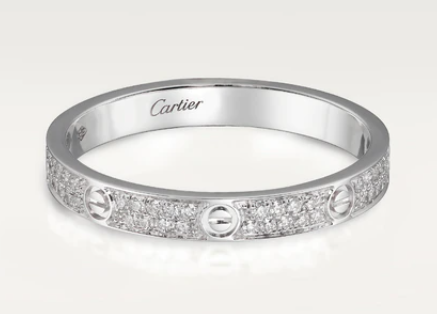 [TGKT-R35] Anillo Cartier Love pavé plata delgado