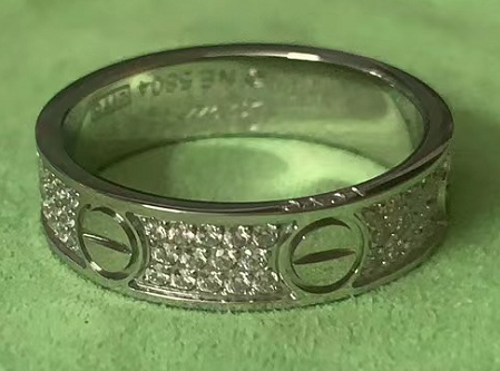 [TGKT-R37] Anillo Cartier Love pavé plata ancho