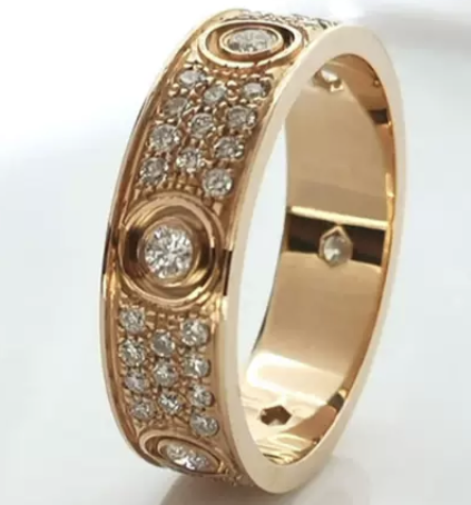 [TGKT-R38] Anillo Cartier Love oro rosa con piedras centrales