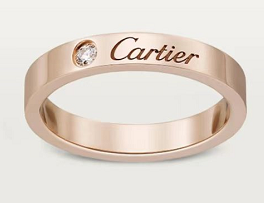Anillo Cartier grabado con circonia oro rosa