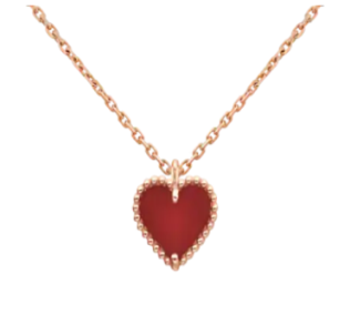 Collar Van Cleef Corazón Rojo Oro Rosa