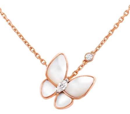 [VC-XL39] Collar Van Cleef Dos Mariposas Nácar y Circonia