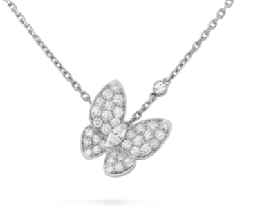 Collar Van Cleef Dos Mariposas Pavé Plata