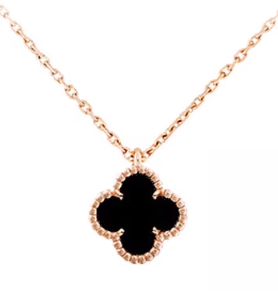 [VC-XL46] Collar Van Cleef Alhambra Trébol Negro Mini