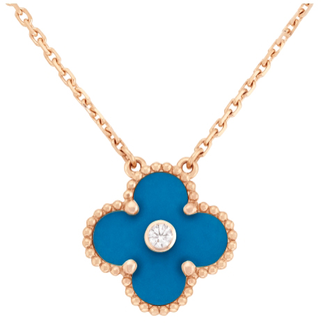 [VC-XL66] Collar Van Cleef Alhambra Trébol Turquesa 15mm