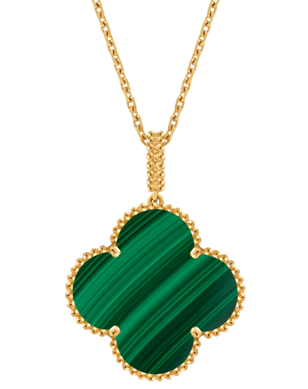 [VC-XL84] Collar Van Cleef Alhambra Trébol Malaquita 25mm