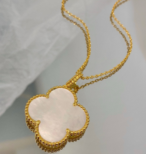 [VC-XL87] Collar Van Cleef Alhambra Trébol Nácar Blanco 25mm