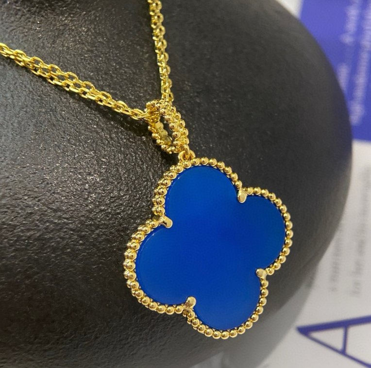 [VC-XL88] Collar Van Cleef Alhambra Trébol Azul 25mm
