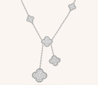 [VC-XL121] Collar Alhambra Cinco Tréboles Pavé Circonias