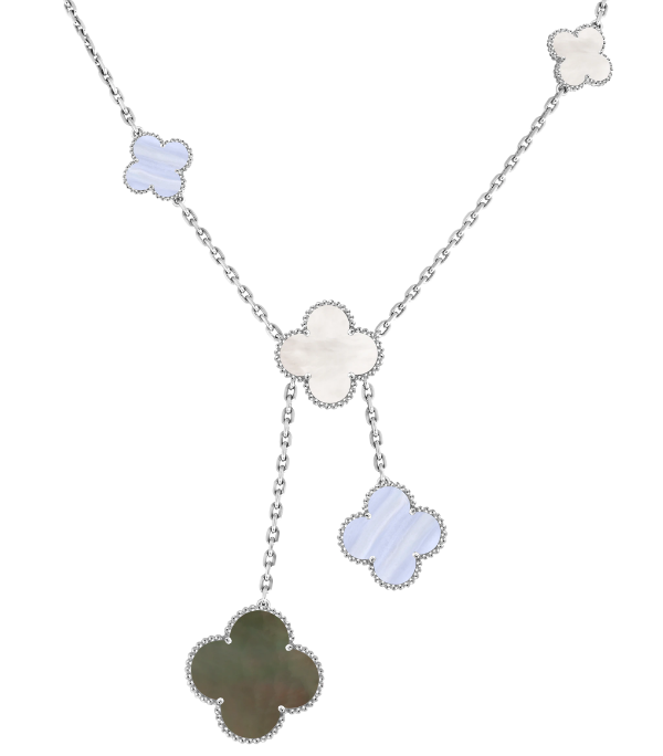 [VC-XL123] Collar Alhambra Cascada Nácar y Azul