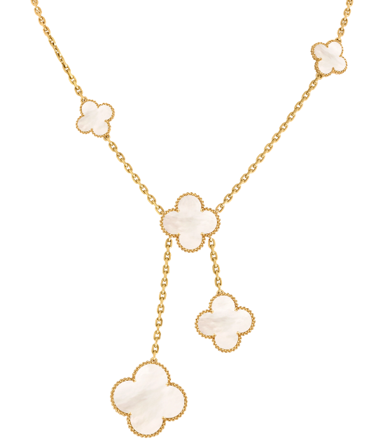 [VC-XL124] Collar Alhambra Cascada Nácar Blanco Oro