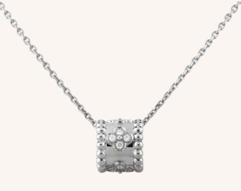 [VC-XL142] Collar Perlée Trébol Pavé Plata