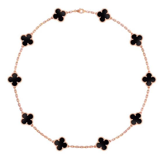 [VC-XL152] Collar Alhambra 10 Motivos Ónix Negro
