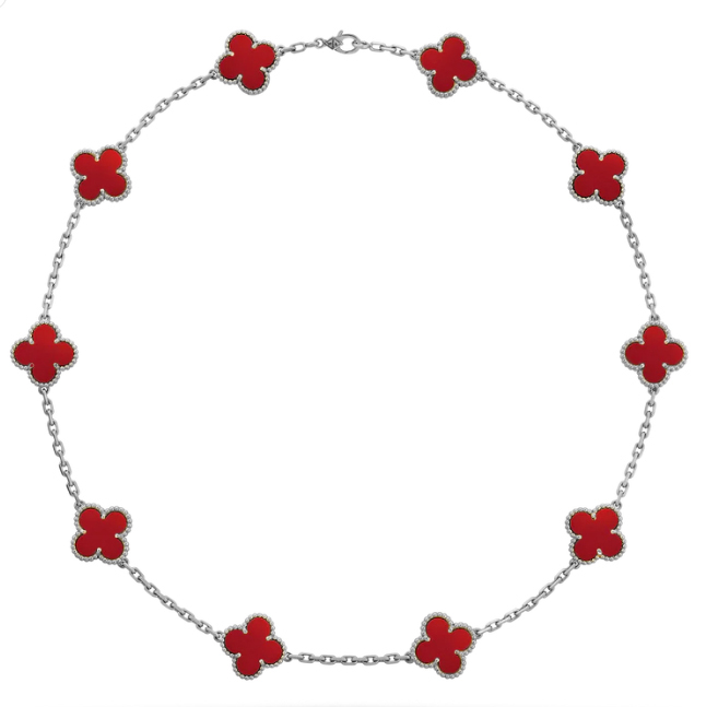 [VC-XL153] Collar Alhambra 10 Motivos Cornalina Roja