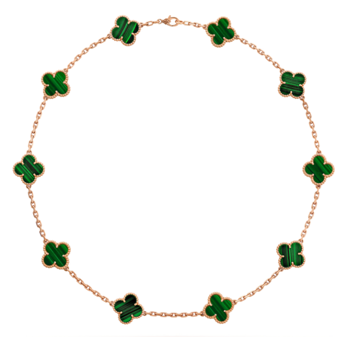 [VC-XL154] Collar Alhambra 10 Motivos Malaquita Verde