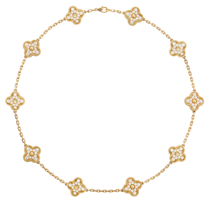 [VC-XL173] Collar Alhambra 10 Motivos Pavé Dorado