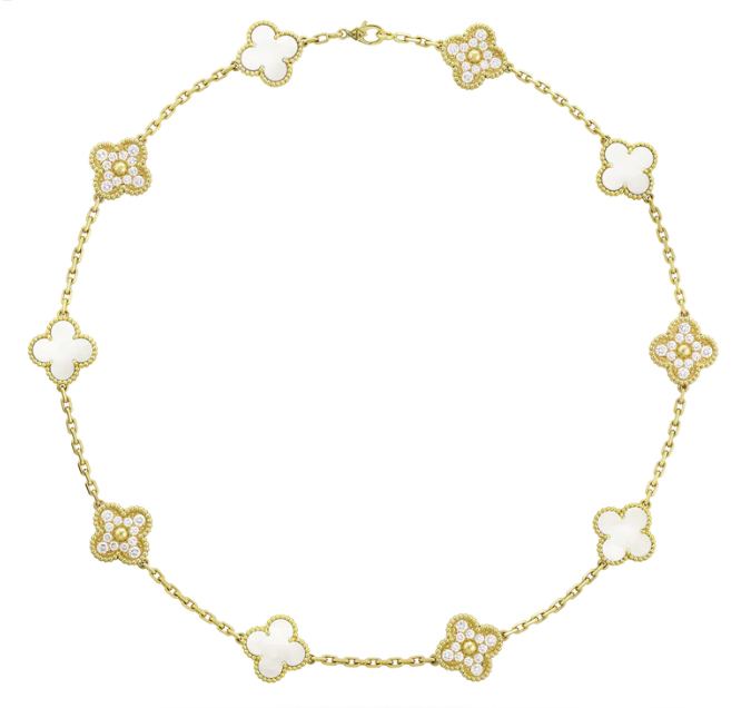 [VC-XL175] Collar Van Cleef Alhambra 10 Motivos Nácar y Pavé