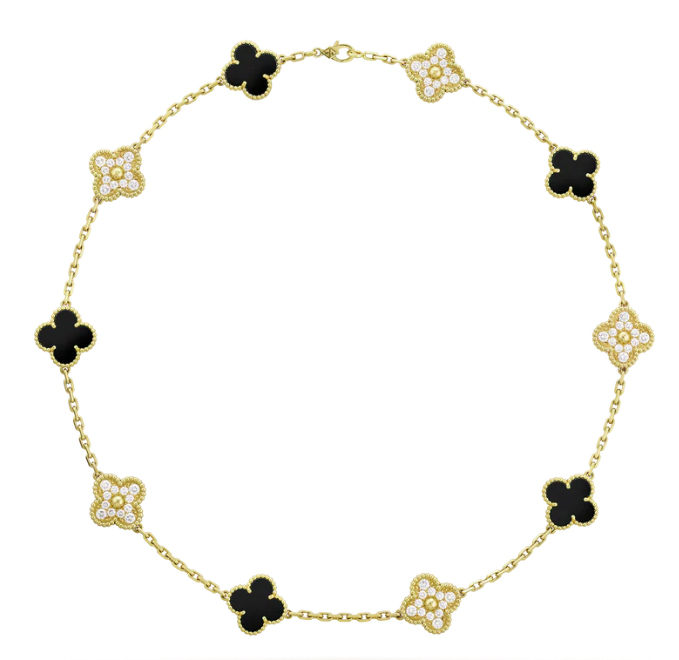 [VC-XL176] Collar Van Cleef Alhambra 10 Motivos Ónix y Pavé