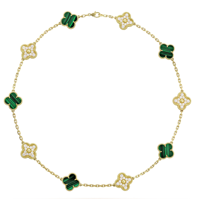 [VC-XL177] Collar Van Cleef Alhambra 10 Motivos Malaquita y Pavé
