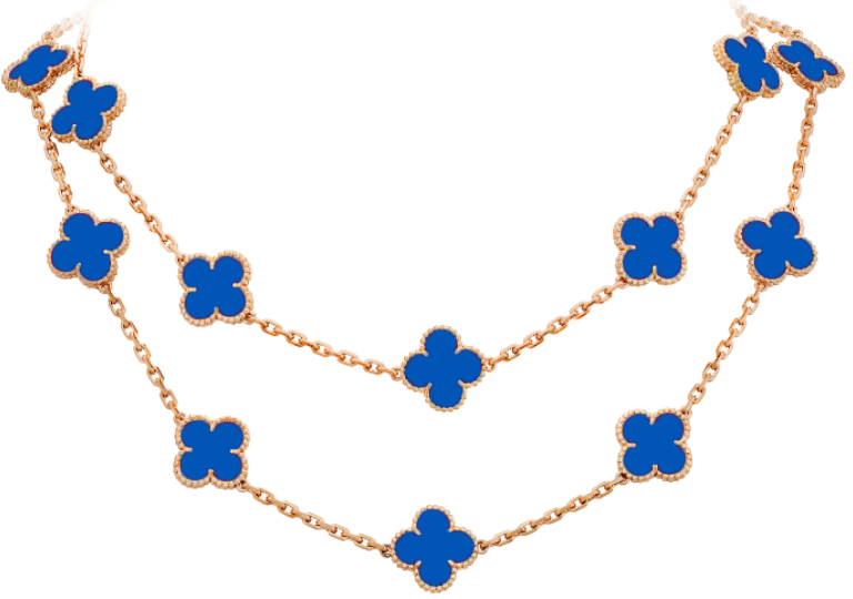 [VC-XL216] Collar Van Cleef Alhambra 20 Motivos Piedra Azul Oro Rosa