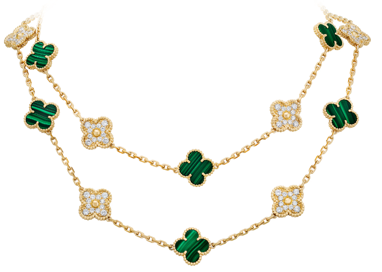 [VC-XL233] Collar Van Cleef Alhambra 20 Motivos Malaquita y Pavé Oro