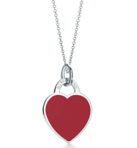 [TIFN010] Colgante Corazón Grande Esmalte Rojo Liso