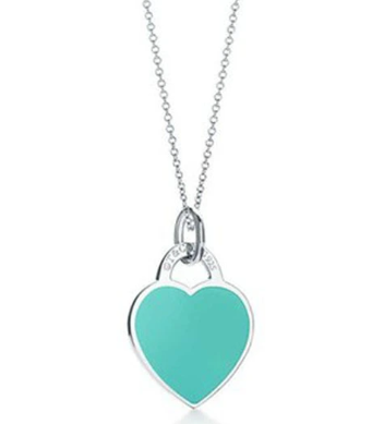 [TIFN008] Colgante Corazón Grande Esmalte Turquesa Liso