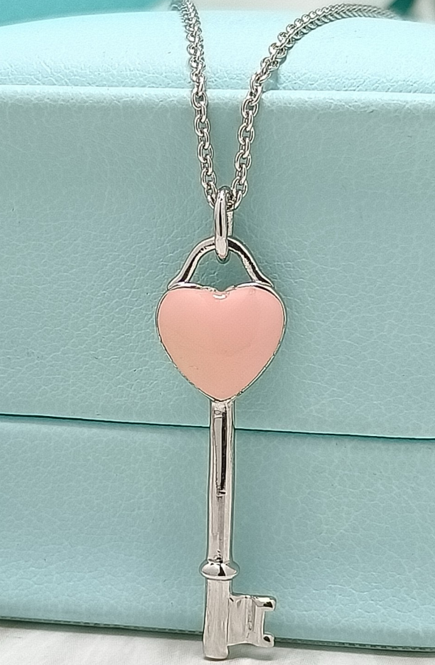 [N0024-2] Collar llave corazón rosa Tiffany Keys