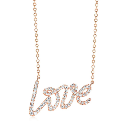 Collar Tiffany palabra Love pavé oro rosa