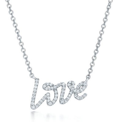 Collar Tiffany Love Script Pavé Plata
