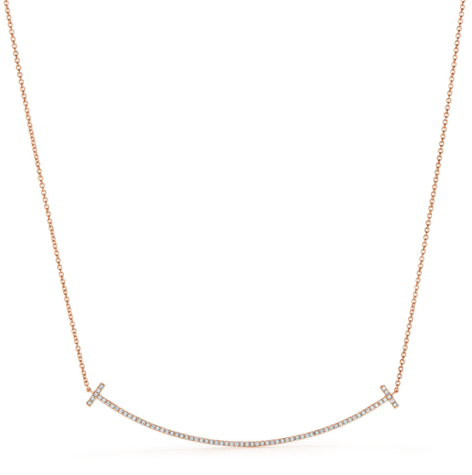 [TXL-17] Collar Tiffany T Smile Pavé Completo Oro Rosa